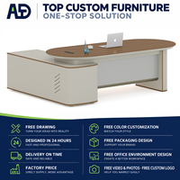 Bureau de direction moderne de luxe en MDF avec tiroir et armoire latérale, grande table de travail de bureau