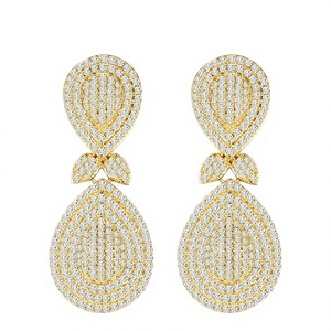 Ensemble de bijoux de mariage de luxe plaqué or 18 carats de Dubaï, <span class=keywords><strong>magnifique</strong></span> collier et boucles d'oreilles en cristal de zircon en forme de feuille, bijoux de mode pour femmes - Product Image 3
