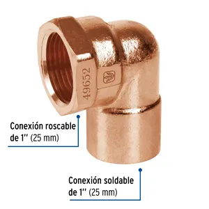 Scatola con 10 unità gomito di rame a 90 °, 1 'filo interno, Foset - Product Image 2