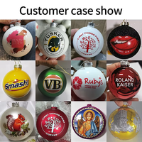 Boule de Noël décorative personnalisée en verre blanc de 8 cm avec logo imprimé pour cadeau de fêtes - Vente en gros