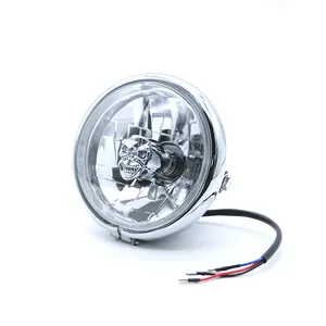 5.75inch Retro sửa đổi Halogen xe máy Head Light Skull đèn pha cho xe máy