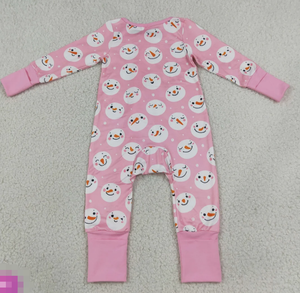 Conjunto de pijama de manga larga para niñas con estampado de muñeco de nieve rosa y manta a juego, ropa cómoda con estampado de dibujos animados - Product Image 6