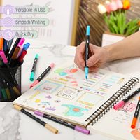 Stylos à double pointe, 24 pièces, couleurs assorties |   Marqueurs à pointe fine et à pointe pinceau pour adultes, marqueurs de coloriage pour adultes