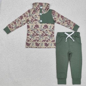 Vente en gros Petit Garçon Boutique Vert Camo Canard Imprimé Tenues d'Automne Ensemble de Vêtements pour Enfant Garçon à Manches Longues - Product Image 2