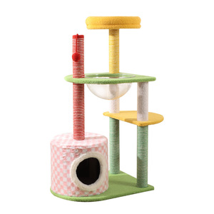 Árbol para gatos Lezizi de 4 niveles con rascador de sisal, cama multicapa con casa y hamaca para gatos medianos - Product Image 5