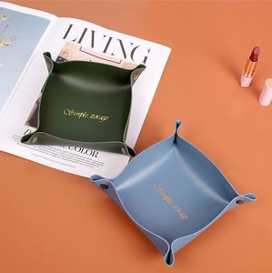 Nordic Style Leather <b>Storage</b> Tray Desktop Organizer for Key Jewelry Cosmetic <b>Storage</b> <b>Box</b> <b>Folding</b> Organizer Home Decoration - Product Image 4