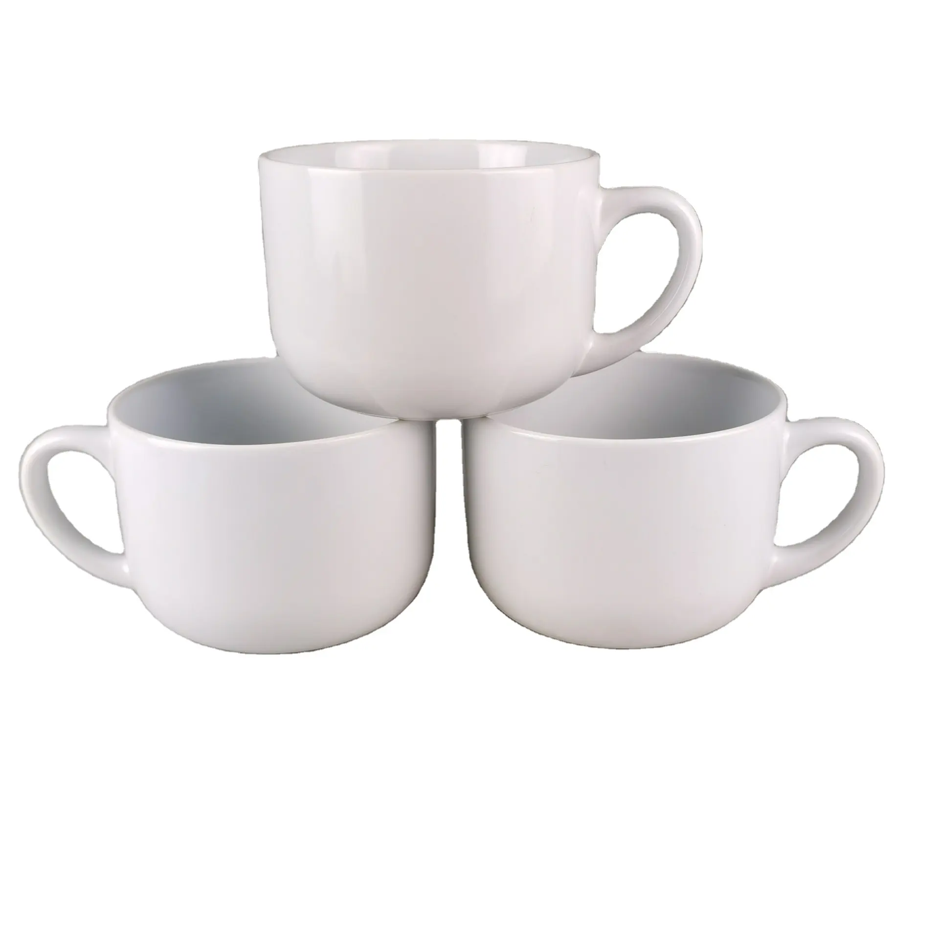 750ml bát sứ bán buôn công suất lớn Mug gốm trống Trắng Mug đặc biệt xử lý bữa ăn sáng Gốm Canh cà phê Mug