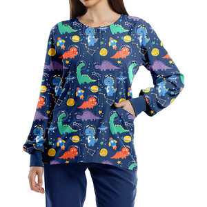 Custom <strong>Scrubs</strong> Jacket with Logo <strong>Scrub</strong> Uniform Ladies Sets Doctor Medical Uniforms for Women 2 Pockets Long Sleeve Snap Front <strong>Top</strong> - Product Image 6