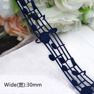 Ruban gros-grain élégant de haute qualité avec découpe de notes de musique de 3 cm pour la décoration de mariage, 10 yards/rouleau - Product Image 2
