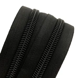 Factory High Quality 10# Code Zipper Black Nylon Long Zipper For Tent For Bags