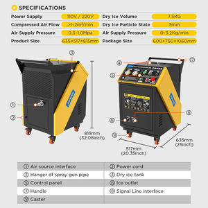 เครื่องทำความสะอาดคาร์บอนในเครื่องยนต์รถยนต์ Autool HTS708 พร้อมระบบพ่นน้ำแข็งแห้ง CO2 แรงดันไฟฟ้า 110V/220V ความจุ 7.5 กก. - Product Image 3