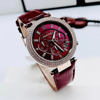 Montre-bracelet pour femme à cadran noir en cristal de quartz, avec bracelet en cuir incrusté de cristaux de 22 mm et affichage de la date