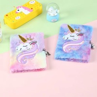 Skyward New A5 Children's Diary Lock Cartoon Unicorn Plush Cover Notebook Business Hardcover Journal School Little Girl Gift