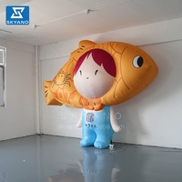 Boules de poisson gonflables de dessin animé avec le modèle de personnage de Roe de crabe mascotte gonflable de fille de Fishhead pour l'installation d'art de la publicité