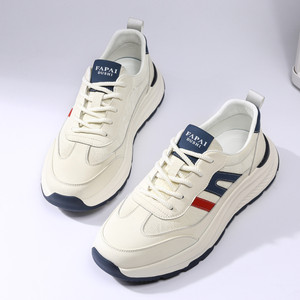 Papai Dushi Men's Casual Sneakers <b>White</b> Thick Sole Cushioned Mid <b>Heel</b> Daily Wear Sporty Style Fashionable Chunky Shoes - Product Image 4