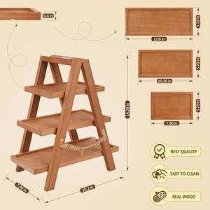 Support à dessert portable en bois multi-niveaux pour pique-nique et fête, présentoir à cupcakes mobile et plateau de service pour aliments chauds - Product Image 6