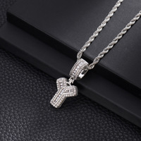 Collier pendentif lettre D en cuivre avec zircon cubique taille baguette, chaîne corde de 20 pouces, plaqué argent, style Hip Hop Ins, bijoux de mode
