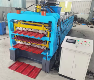 एक पंक्ति में ट्रैपेज़ोइडल और नालीदार प्रोफाइल के लिए मोटर और पंप के साथ तीन परतों की छत शीट बनाने की मशीन - Product Image 1