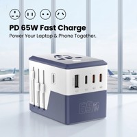 Adaptador de Viaje Multi-Enchufe Listo para Enviar, 35W GaN USB-C Todo en Uno, Convertidor de Corriente Global para Enchufes de la UE a Reino Unido, para Hogar y Oficina