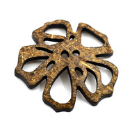 Boutons perlés en coquille de noix de coco naturelle vintage, écologiques, avec revêtement, 2 trous, pour la fabrication de bijoux DIY, pendentif en forme de cœur, de champignon, d'étoile