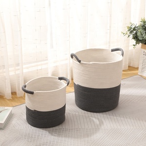 wholesale folding box foldable kids baby cloth cotton basket hand woven bathroom storage basket