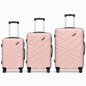Valise à roulettes rigide <span class=keywords><strong>en</strong></span> ABS Rose Gold et Rose Poudré, motifs géométriques Starburst, 20, 24, 28 pouces, Vente <span class=keywords><strong>en</strong></span> gros directe usine OEM - Product Image 1