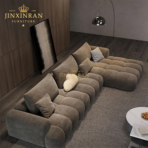 Divano Componibile a L di Lusso Personalizzato in Velluto Grigio Scuro con Lavorazione Bubble Tufted, Arredamento Moderno per Soggiorno, Hotel e Villa - Product Image 2