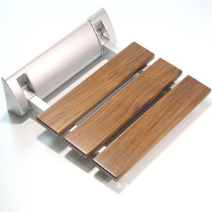 Chaise pliante murale en teck, tabouret de salle de bain, siège de douche, banc d'entrée, siège pliable en bois avec support métallique pour salles de bain - Product Image 5