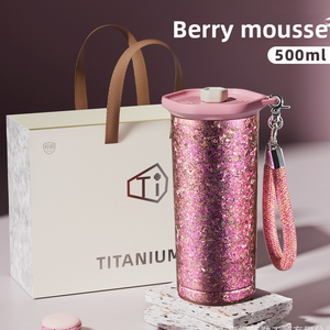 <span class=keywords><strong>Thermos</strong></span> à vide artisanal 500ml/520ml, double paroi, en titane pur, tasse isotherme pour café et thé, gobelet en acier inoxydable - Product Image 5