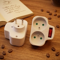 Adaptateur de prise de type français avec interrupteur, protection enfant, 2x16A 230V~, max 3680W, matériau PP, cuivre pur, 2 prises, utilisation en voyage