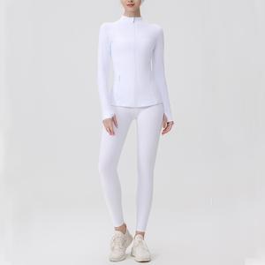 Fashion Flexibility Breathability Full-zip <b>Jacket</b> High-waisted Leggings Slim Fit Solid Thumbhole Cuffs for <b>Workouts</b> - Product Image 4