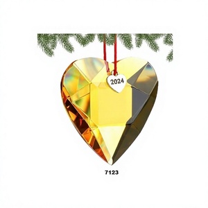Yellow Crystal Glass Christmas Ornaments Large <b>Heart</b> Crystal Hanging Ornaments for Home Garden Christmas Tree <b>Decoration</b> - Product Image 1