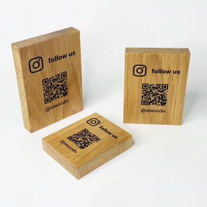 कस्टम हस्तनिर्मित ओक आयत सोशल मीडिया साइन क्यूआर कोड हमें इंस्टैग्राम/फेसबुक/टिकटोक लकड़ी का व्यवसाय प्रदर्शन - Product Image 1