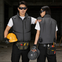 Gilet de travail sans manches pour homme avec ventilateur à moteur brushless 28V haute performance, durable, pour le refroidissement estival, fermeture éclair, tenue climatisée pour l'extérieur