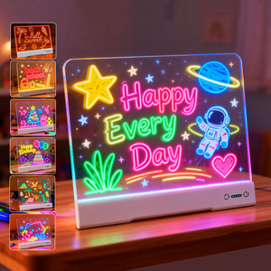 Wiederaufladbares LED-Plastik-Zeichenbrett für Mädchen und Jungen, trocken abwischbares <span class=keywords><strong>Board</strong></span> in RGB-Farben, inklusive Ständer, 7 Marker-Stifte, Kinderspielzeug - Product Image 4