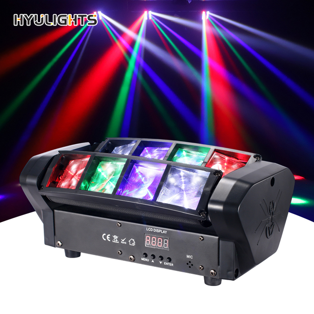 Factory Direct 8X5W Mini Spider LED Stage Light RGBW Moving Head Lights with DMX Sound Control for Home Party & DJ