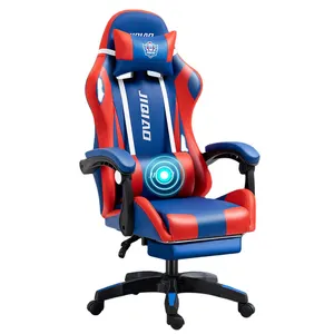 Cadeira giratória para jogos de computador ergonômica Silla Gamer Cadeira de couro para jogos com suporte lombar resistente