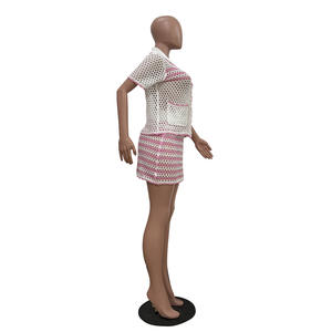 Viviblook Z517ST05 été décontracté 2025 nouvelles femmes coupe ample tricoté bouton haut plage jupe ensemble 2 pièces pour femmes costume - Product Image 4