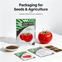 Sachet de conditionnement de graines OEM, laminé, haute résistance à la chaleur, scellé sur trois côtés, imprimé en héliogravure, avec trou de suspension pour la vente au détail
