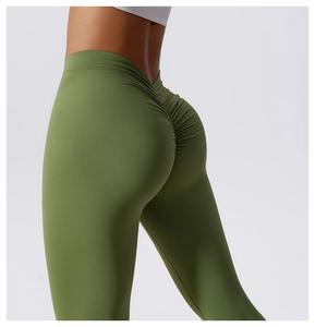 Logo personnalisé Pantalon de yoga taille haute pour femmes Sexy V-Back Scrunch Butt Workout Leggings Logo Fitness Gym Activewear Butt Lifting - Product Image 4