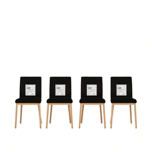 Set di 4 sedie da pranzo in velluto nero, design moderno con gambe in legno, eleganti mobili per la casa - Product Image 1