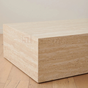 Newstar <span class=keywords><strong>Table</strong></span> centrale moderne meubles de salon <span class=keywords><strong>Table</strong></span> basse rectangulaire en travertin socle en marbre <span class=keywords><strong>Table</strong></span> basse en marbre Beige - Product Image 2