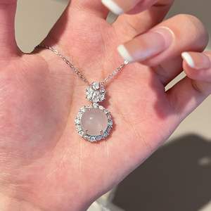 Collar de Plata de Ley S925 con Jade Blanco Dinámico, Cadena para Clavícula, Collar de Diamantes Brillantes, Colgante Fino - Product Image 3