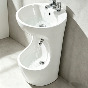 Lavabo à pieds <span class=keywords><strong>en</strong></span> acrylique personnalisé, imitation pierre, double niveau, autoportant, pour mosquée et usage domestique - Product Image 4