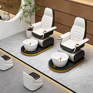 Fauteuil de pédicure avec siège et dossier inclinables, bain de pieds sans tuyauterie, drainage manuel pour salon de manucure - Product Image 1