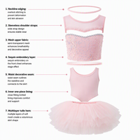 Vestido de Ballet sin Mangas para Niñas, con Falda de Malla con Lentejuelas, Brillante, para Práctica, Entrenamiento, Danza, Actuación, Disfraz de Escenario