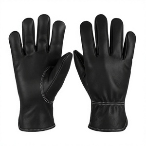 Multi-Purpose Black Cowhide Leather Safety <b>Gloves</b>-Hi Vis 5MIL Thickness Sterile Smooth Texture Machine Washable Tear-Resistant - Product Image 2