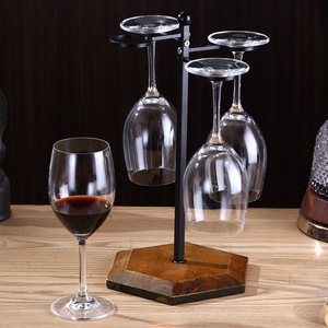 Porte-verres à vin suspendu de style européen transfrontalier en métal avec base en fer, rouge champagne, capacité de 4 verres - Product Image 3