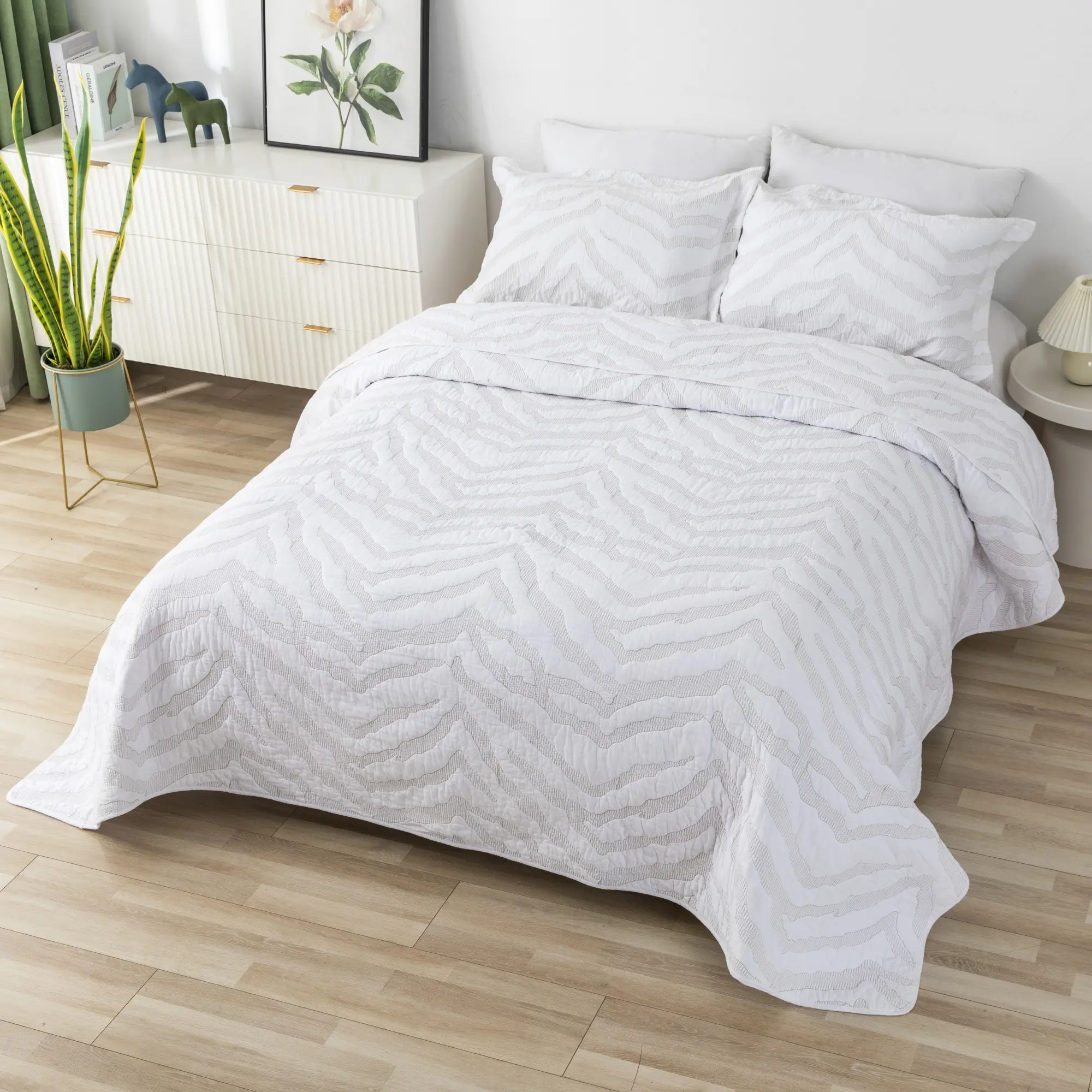 Jogo de cama personalizado, conjunto profissional moderno de 100% algodão bordado de luxo com 3 peças