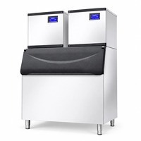 Machine à glaçons industrielle de 1000 kg, haute capacité, machine à glaçons en cubes commerciale avec stockage de 580 kg pour la restauration hôtelière